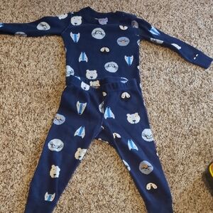 Hanna Andersson Blue Pajama Set with Animal Print